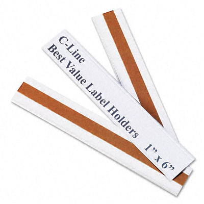 Picture of C-Line 87627 Peel and Stick Repositionable Top-Load Label Holders  1 x 6  Clear  50 per Pack