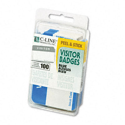 Picture of C-Line 92245 Self-Adhesive Name Badges  Visitor   2 x 3 1/2  Blue  100 Per Box