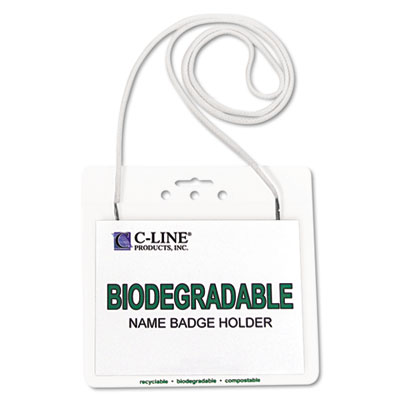 Picture of C-Line 97043 Ecological Name Badge Holder Kits  Top Load  White Inserts  4x3  50/Box