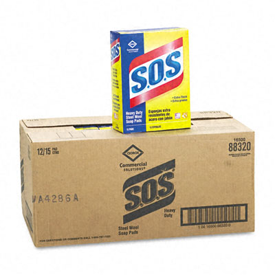 Picture of Clorox 88320CT S.O.S Steel Wool Soap Pad  15 Pads/box  12 Boxes/carton