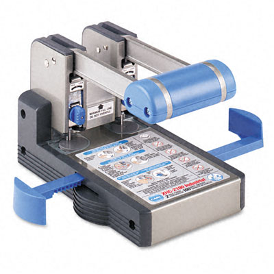 Picture of Carl Brands 62100 100-Sheet Extra Heavy-Duty XHC-2100 Two-Hole Punch  9/32   Holes  Blue/Gray
