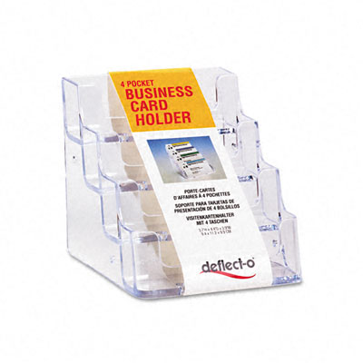 Picture of Deflect-O 70841 Four-Pocket Countertop Business Card Holder  Holds 2 x 3-1/2 Cards  Clear