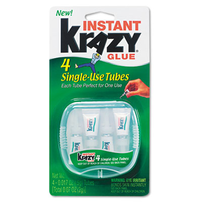 Picture of Elmers KG58248SN Krazy Glue Single-Use Tubes with Storage Case  4 Tubes Pack
