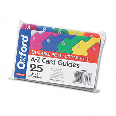 Esselte Pendaflex Card Guides Alpha 1/5 Tab Polypropylene 3 x 5 25/Set