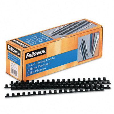 Picture of Fellowes 52325 Plastic Comb Bindings  3/8   55-Sheet Capacity  Black  100 per Pack