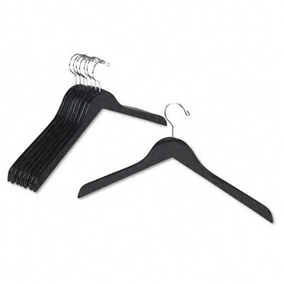 Picture of Generations 14541 Flat Hardwood Coat Hangers  18    Metal Hook  Black Lacquer Finish  Eight Pack