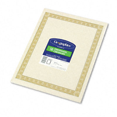 Picture of Geographics 21015 Parchment Paper Certificates  8-1/2 x 11  Natural Diplomat Border  50 per Pack
