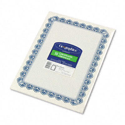 Picture of Geographics 22901 Parchment Paper Certificates  8-1/2 x 11  Blue Royalty Border  50 per Pack