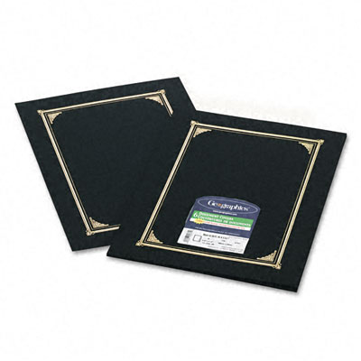 Picture of Geographics 45331 Certificate/Document Cover  Linen Stock  Black  Six per Pack