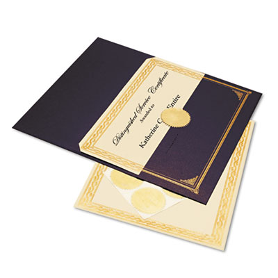 Picture of Geographics 47481 Ivory/Gold Foil Embossed Award Cert. Kit  Blue Metallic Cover  8-1/2 x 11  6/Pk