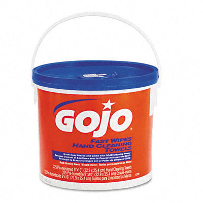 Picture of Gojo 629902EA FAST WIPES Hand Cleaning Towels  Cloth  9 x 10  White 225/Bucket