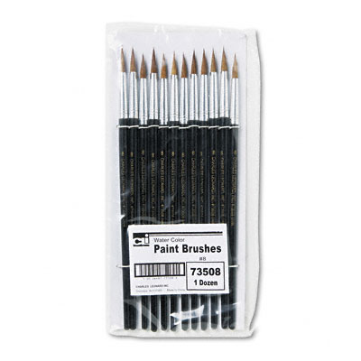 Picture of Charles Leonard 73508 Size 8 Round Camel Hair Brush with Black Hardwood Handle Pack of 12
