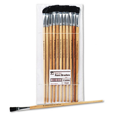 Picture of Charles Leonard 73550 Flat Fine-Grade Natural Bristle Easel Brush Hardwood Handle 1/2 Wide Pack of 12
