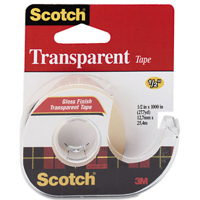 Picture of 3M 174 Transparent Glossy Tape with Hand Dispenser  3/4   x 28 Yards  Clear