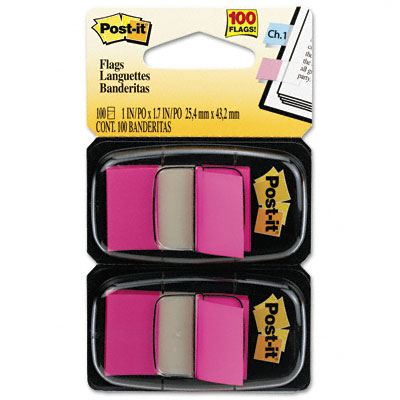 Picture of 3M 680BP2 Standard Tape Flags in Dispenser  Bright Pink  100 Flags per Dispenser