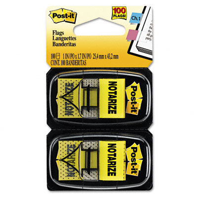 Picture of 3M 680NZ2 Message Flags    Notarize    Yellow  Two 50-Flag Dispensers per Pack