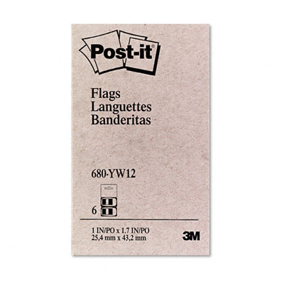 Picture of 3M 680YW12 Marking Flags in Dispensers  Yellow  12 50-Flag Dispensers per Pack