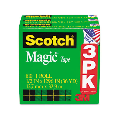 Picture of 3M 810H3 Magic Tape Refill  1/2   x 36 Yards  3 Pack