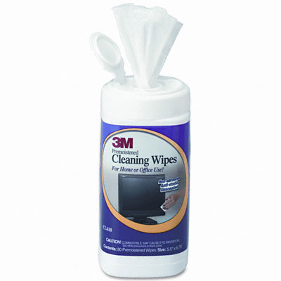 Picture of 3M CL610 Antistatic Wet Wipes  Cloth  5-1/2 x 6-3/4  White  80/canister