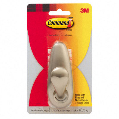 Picture of 3M FC13BN Scotch Command Adhesive-Mount Metal Hook  Large  Brushed Nickel Finish