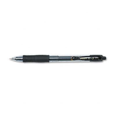 Picture of Pilot 31020 G2 Retractable Gel Ink Roller Ball Pen Clear Barrel Black Ink Medium 0.40 mm Pack of 12