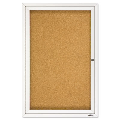 Picture of Quartet 2363 Enclosed Bulletin Board  Natural Cork/Fiberboard  24 x 36  Aluminum Frame