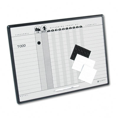 Picture of Quartet 781G Magnetic Employee In/Out Board  Porcelain  24 x 18  Gray/Black  Aluminum Frame