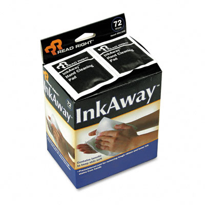 Picture of Read Right RR1302 Ink Away Hand Cleaning Pads  Cloth  White  72/box