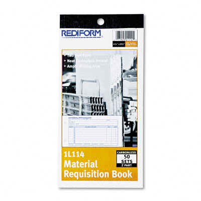 Picture of Rediform 1L114 Material Requisition  7-7/8 x 4-1/4  Carbonless Duplicate  50-Set Book