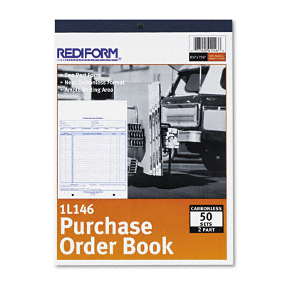 Picture of Rediform 1L146 Purchase Order  Bottom Punch  Letter  Carbonless 2-Part  50 Sets/Book