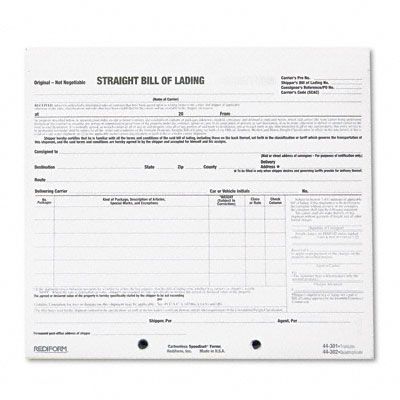 Picture of Rediform 44301 Shipping Bill of Lading Short Form  8-1/2 x 7  Triplicate  250 Sets/Pk