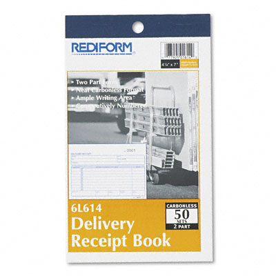 Picture of Rediform 6L614 Receiving Delivery Receipt  6-3/8 x 4-1/4  Carbonless 2-Part  50 Sets