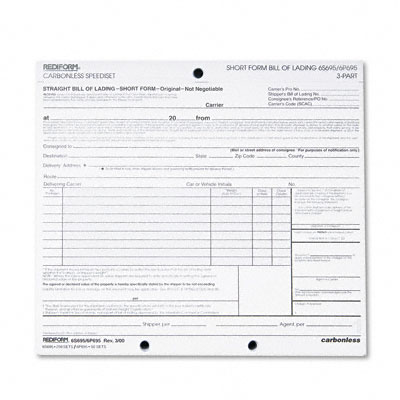 Picture of Rediform 6P695 Shipping Bill of Lading  8-1/2 x 7  3-Part  50 Loose Form Sets Pack