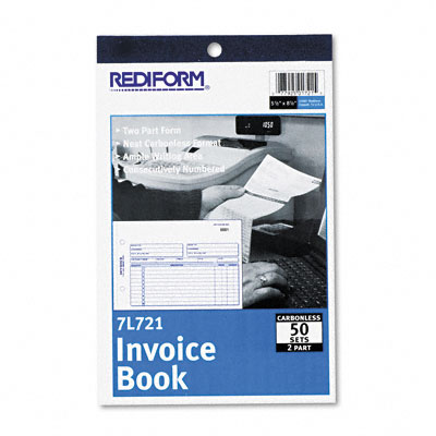 Picture of Rediform 7L721 Invoice  5-1/2 x 7-7/8  Carbonless Duplicate  50 Sets/Book