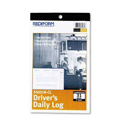 Picture of Rediform S5031NCL Driver&amp;apos;s Daily Log  5-3/8 x 8-3/4   Carbonless Duplicate  31 Sets/Book