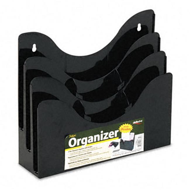 Deflect-O 47634 Three-Tier Document Organizer with Dividers Display Rack Black