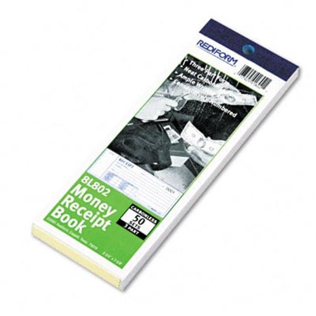 Rediform 8L802 Receipt 2-3/4 x 7 Carbonless Triplicate 50 Sets/Book