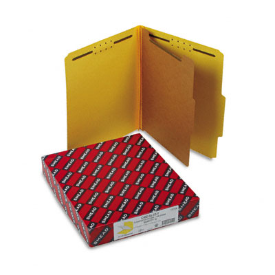 Picture of Smead 13734 Pressboard Classification Folders  Letter  4-Section  Yellow  10/box