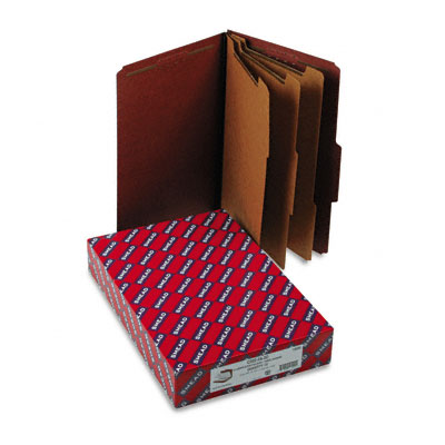Picture of Smead 19092 Pressboard Classification Folders with Self Tab  Lgl  8-Section  Red  10/box