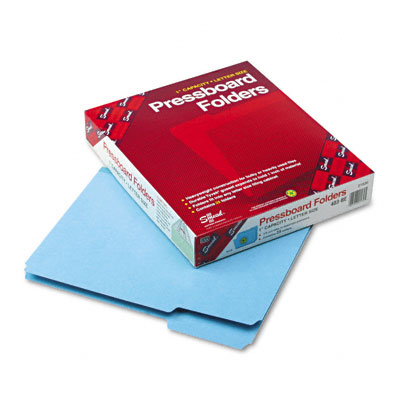 Recycled Pressboard Folders  1 in.Expansion  1/3 Cut  Top Tab  Letter  Blue 25/Box