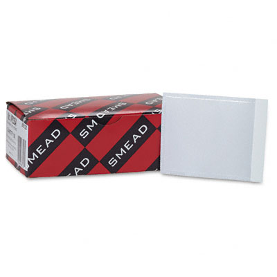 Picture of Smead 68123 Self-Stick Pockets for Business Cards  2 9/16 x 3 11/16  Clear/White 100 per Box