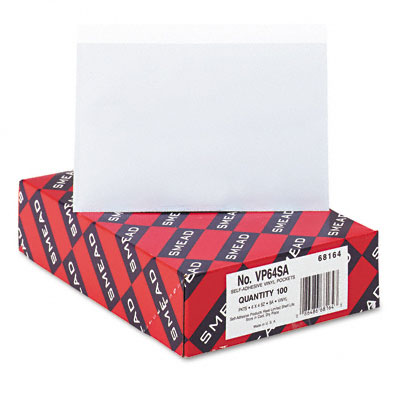 Picture of Smead 68164 Self-Stick Pockets for 6 x 4 Cards  6 3/8 x 4 1/2  Clear/White  100 per Box