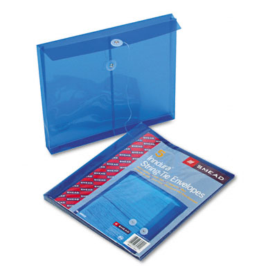 89522 Poly String & Button Booklet Envelope 9 3/4 x 11 5/8 x 1 1/4 Blue 5 Pack