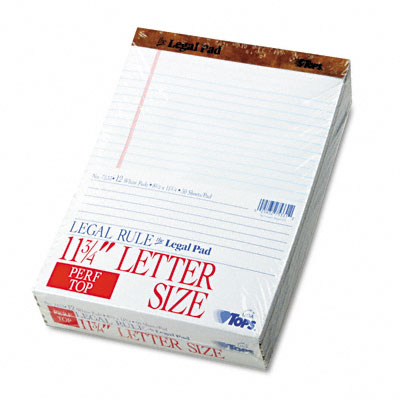 Perforated Pads  Legal Rule  Ltr  White  12 50-Sheet Pads per Pack