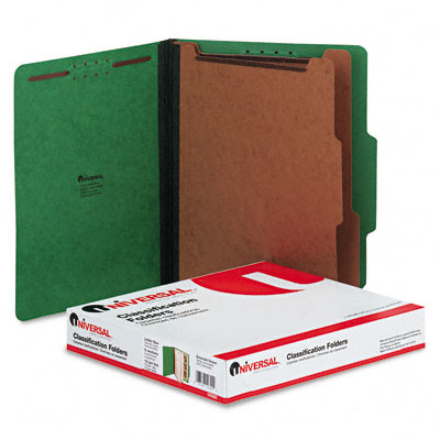 Picture of Universal 10302 Pressboard Classification Folders  Ltr  6-Section  Emerald GN  10/box
