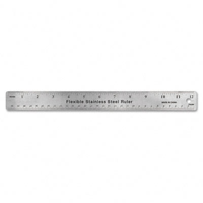 Picture of Universal 59023 Stainless Steel Ruler with Cork Back and Hanging Hole  12    Silver