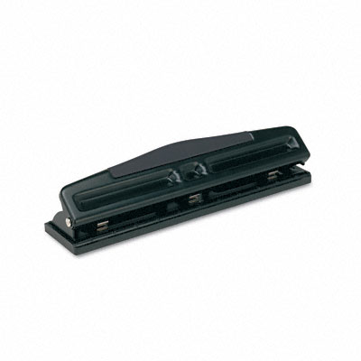Picture of Universal 74323 12-Sheet Deluxe Two- and Three-Hole Adjustable Punch  9/32   Holes  Black