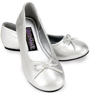 BuySeasons 186075 - Adult Flat Shoe With Bow - Silver - Size 8