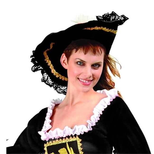 Black Velvet Pirate Girl Hat - Size Adult