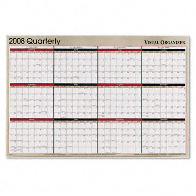 Picture of At-A-Glance A123 Reversible Write-On/Wipe-Off Quarterly Format Yearly Planner  24 x 36